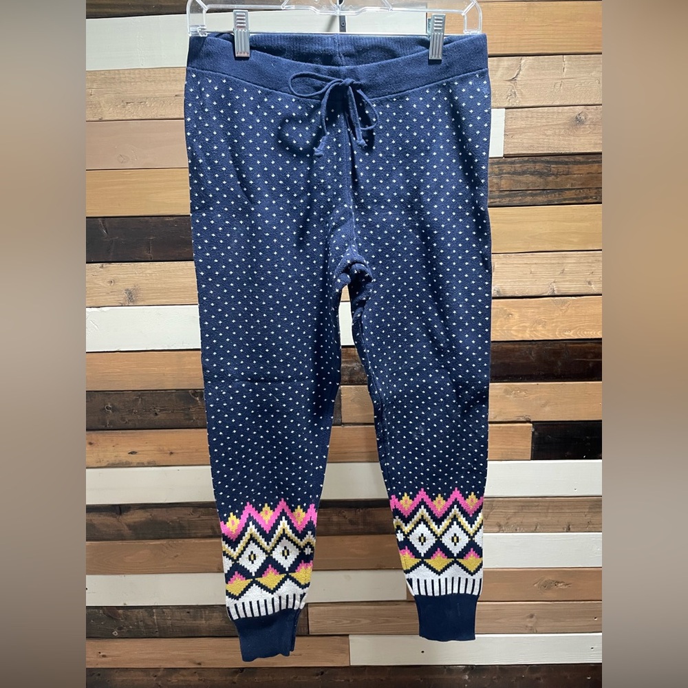 women’s old navy pajama jogger pants, size, medium, navy blue, pink, and mustard